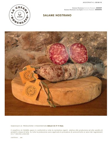 Salame Nostrano Suino 800/900gr